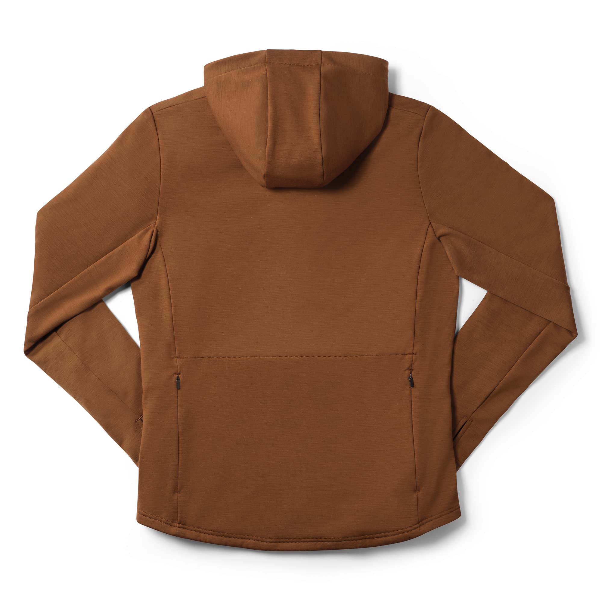 Men's merino blend hoodie in brown back view #color_monks robe