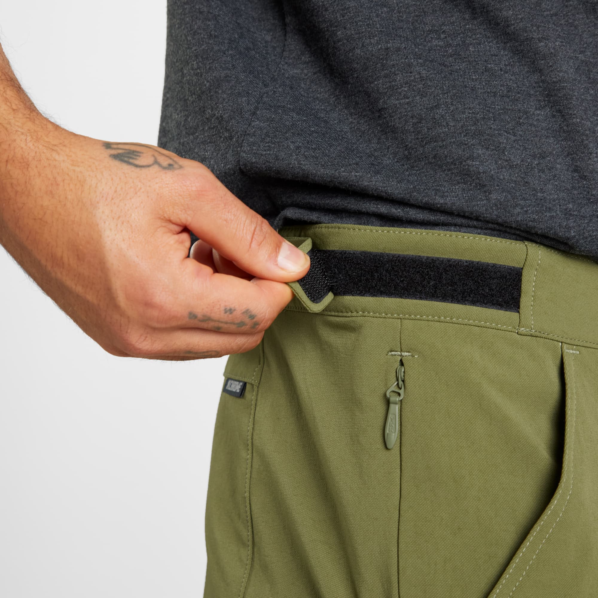 Men's tech Sutro Short in green side waist adjust #color_olive branch