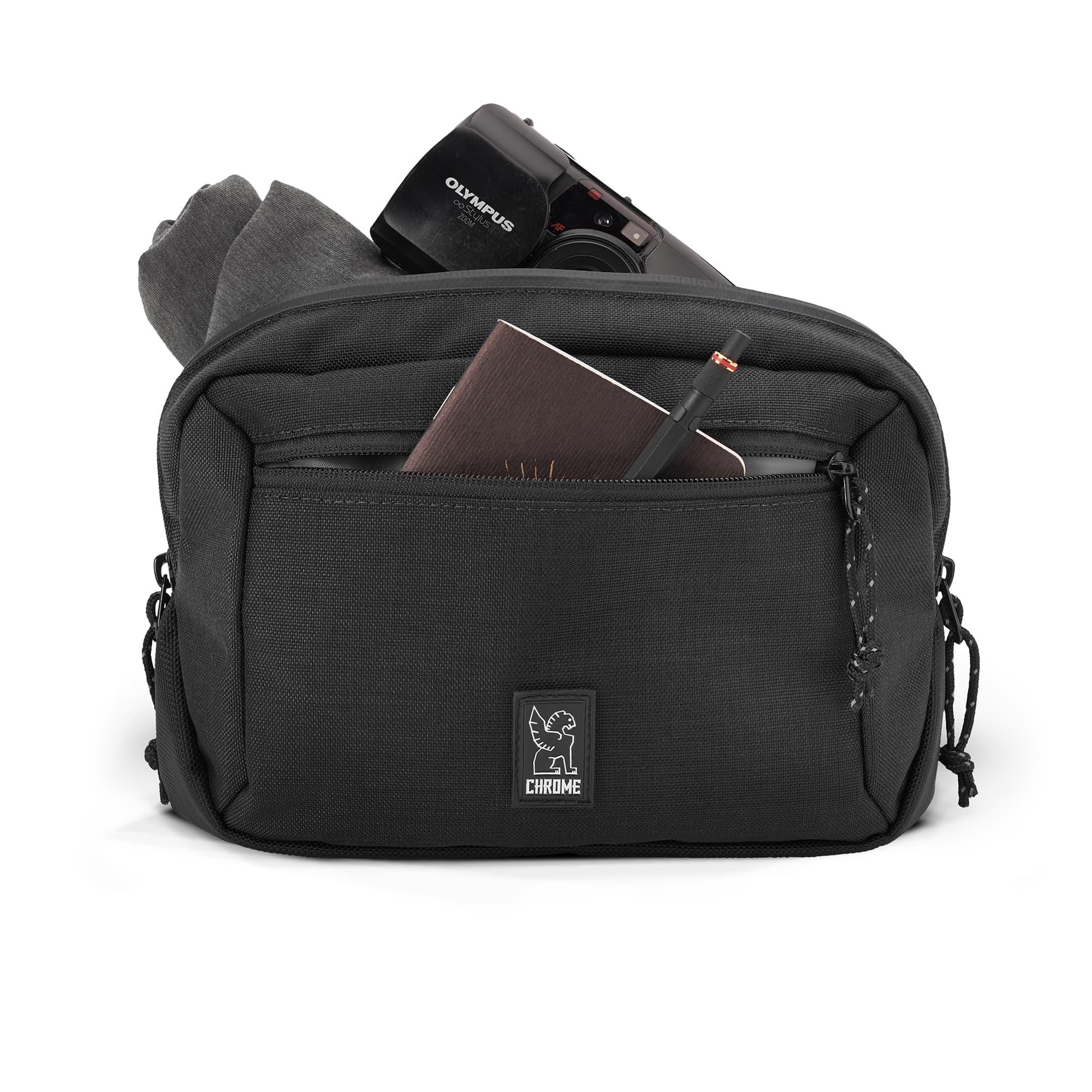 Ziptop Waistpack sling in black packed out #color_black