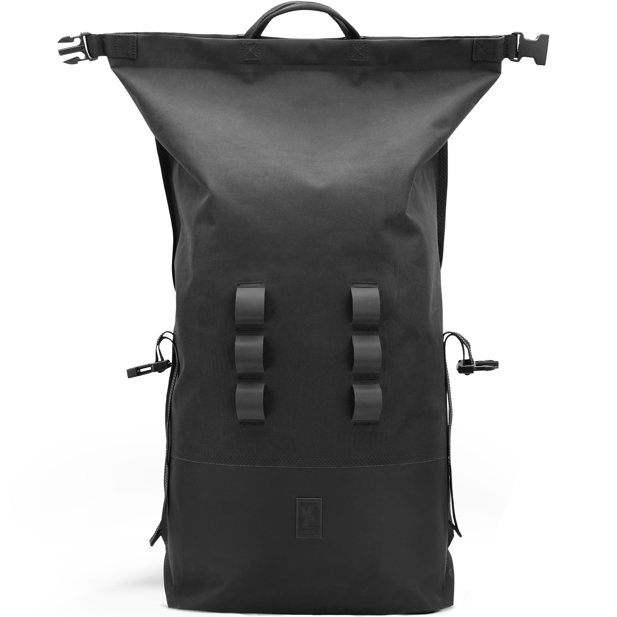Waterproof 30L rolltop backpack in black unrolled #color_black