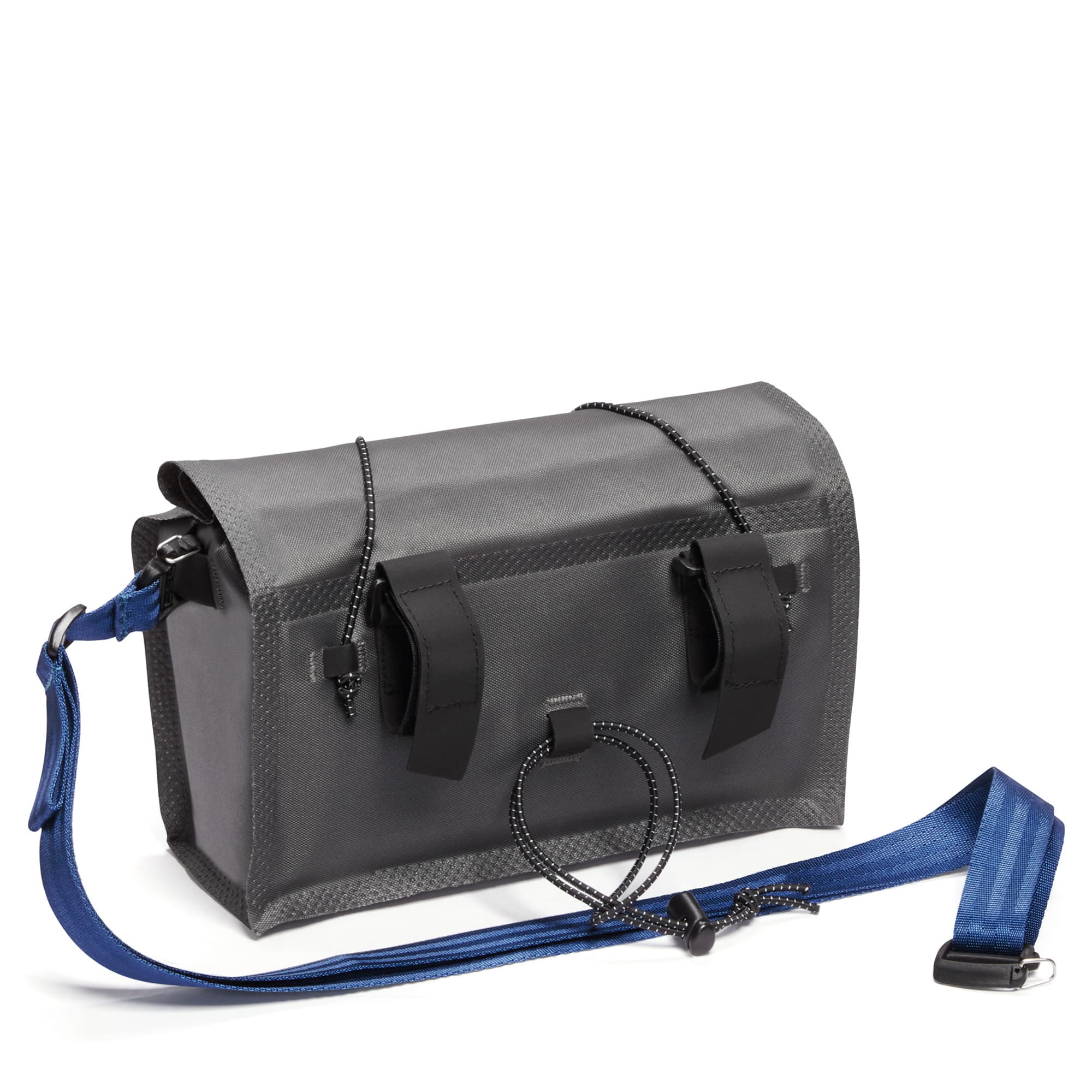 Waterproof Handlebar bike bag in reflective fog stowable sling strap #color_fog
