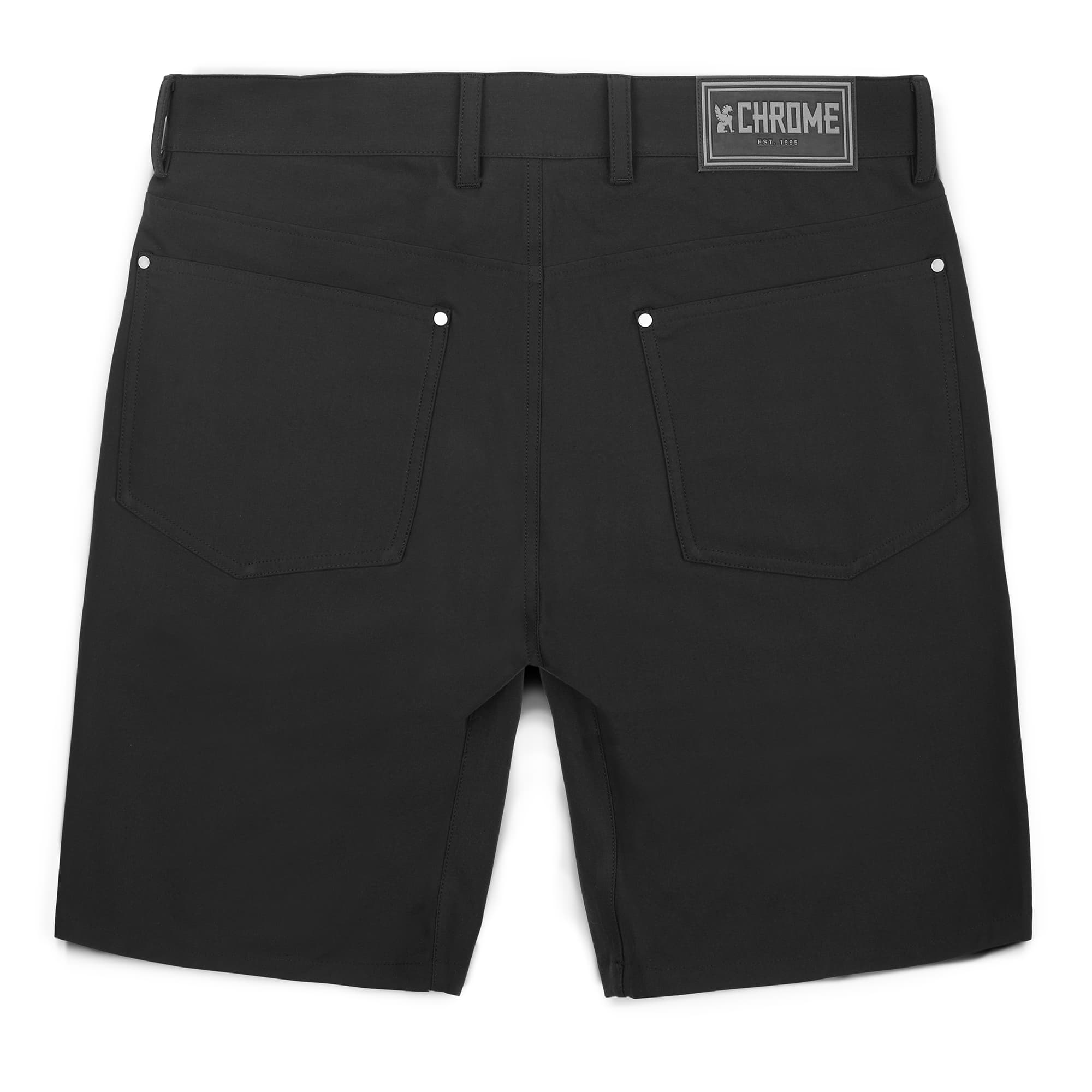 Men's Madrona tech 5-pocket short in black back view #color_black