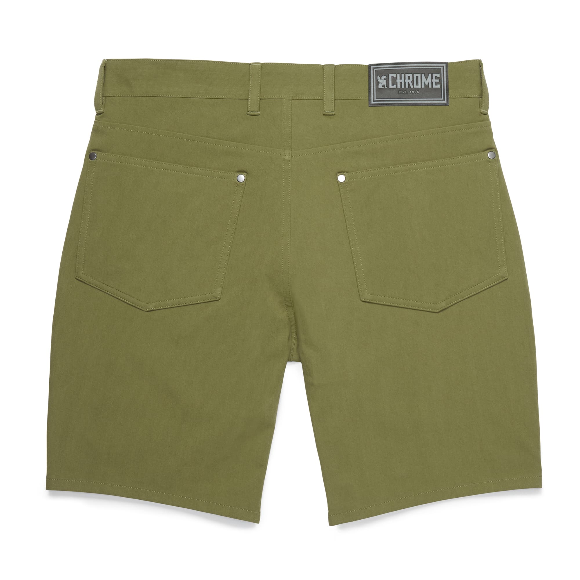 Men's Madrona tech 5-pocket short in green back view #color_olive branch
