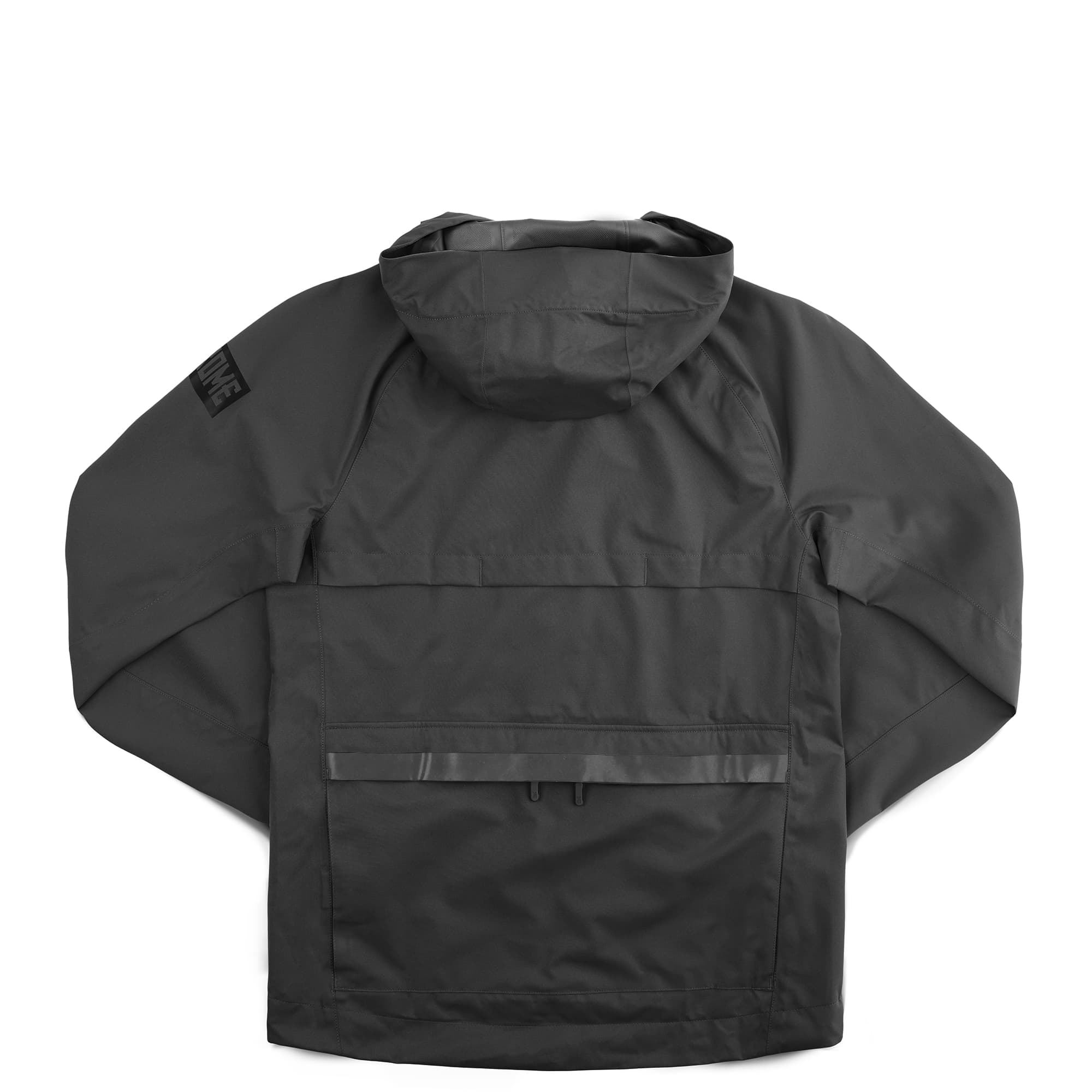 Waterproof rain jacket in black back view
