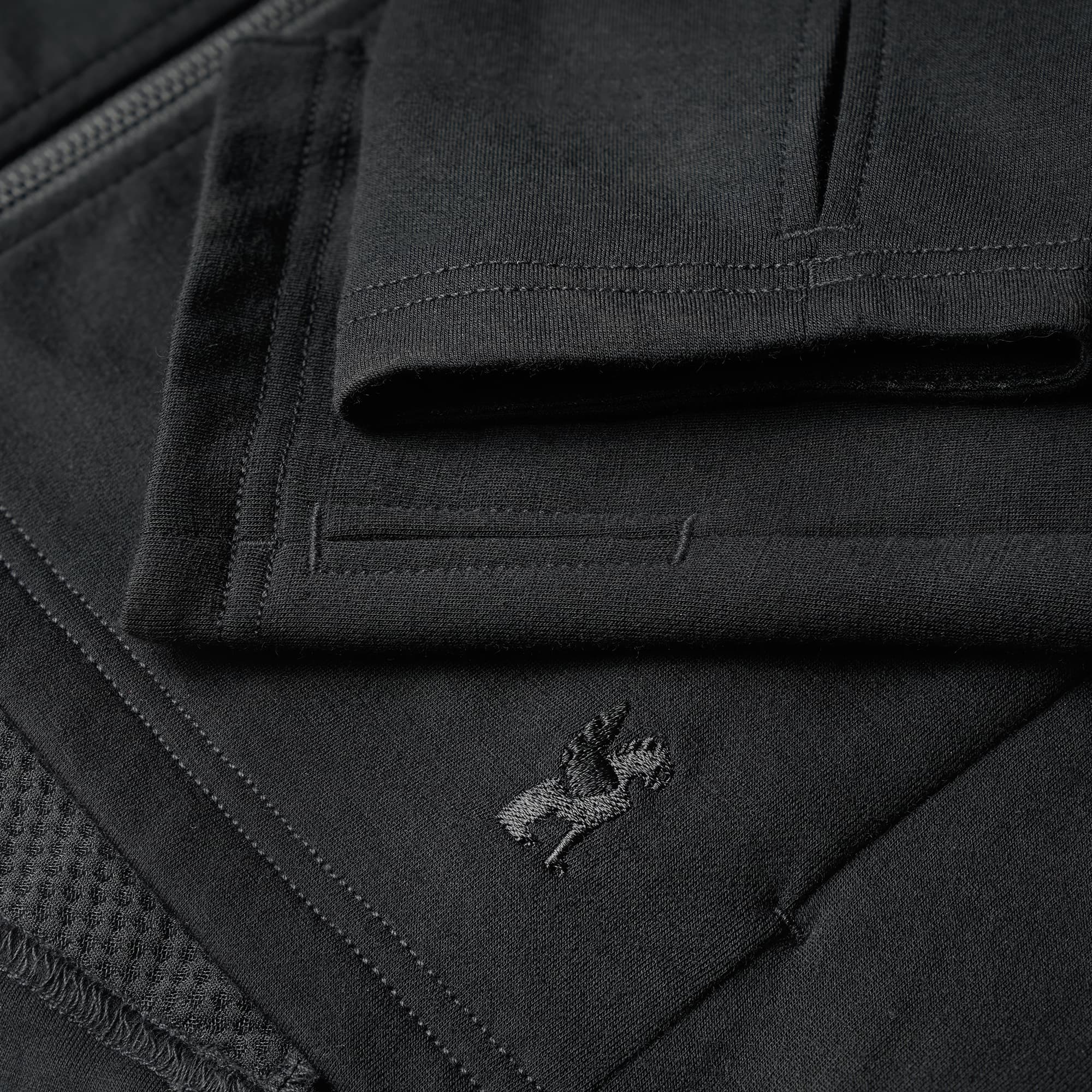 Men's merino blend hoodie in black embroidered logo #color_black