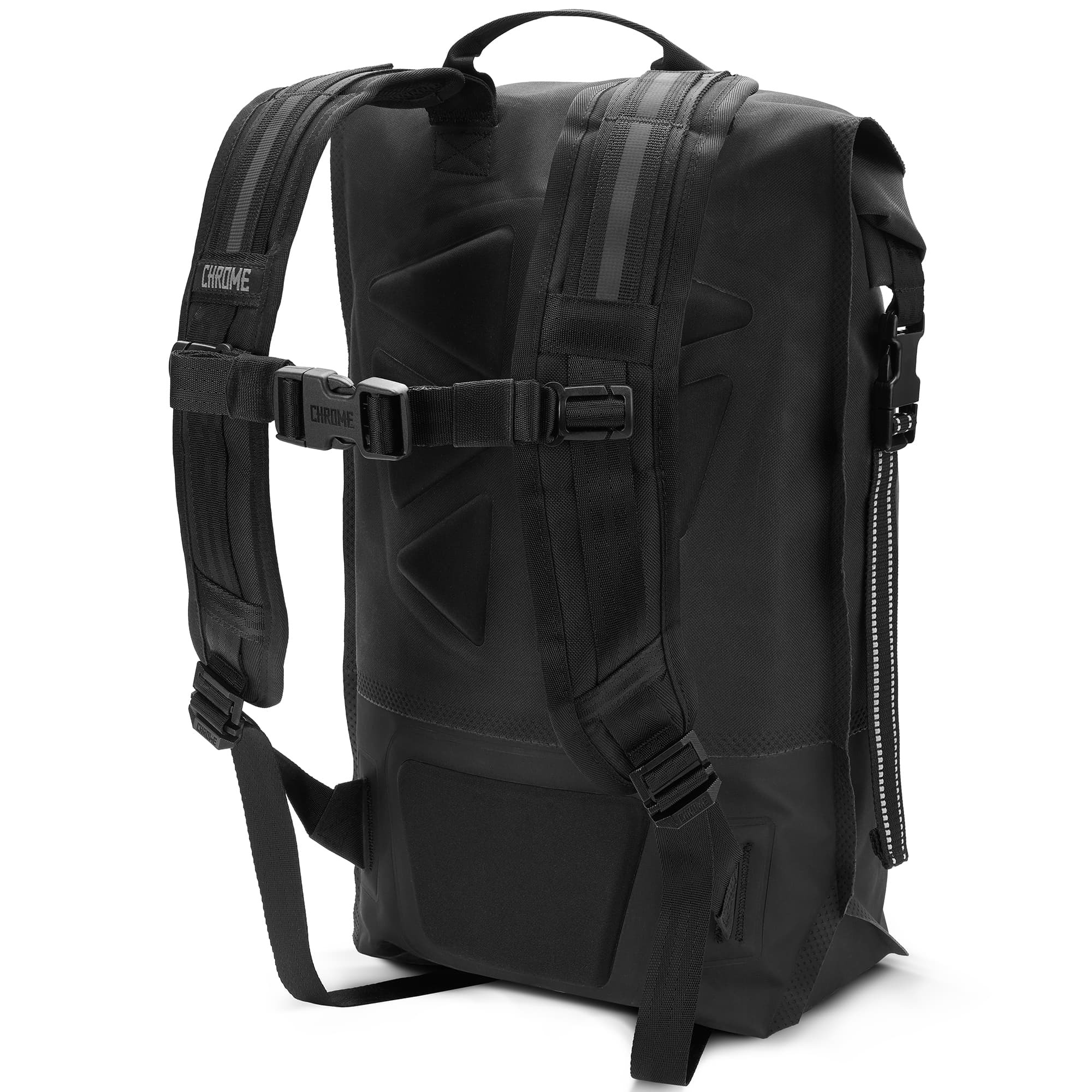 Waterproof 20L backpack in black harness detail #color_black