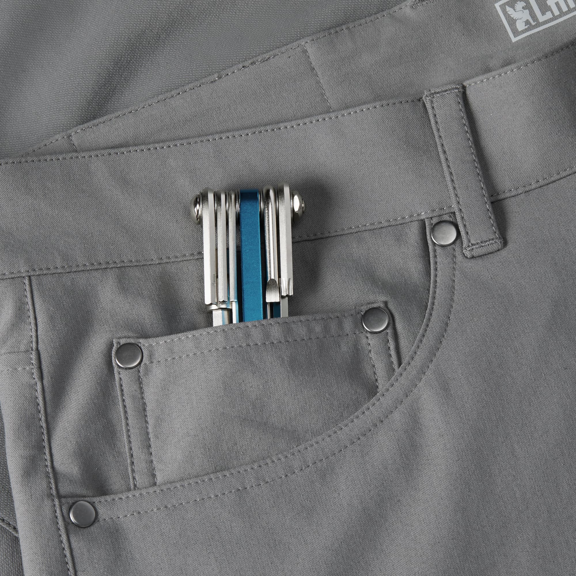 Men's Madrona 5-pocket short in grey pocket detail #color_castle rock