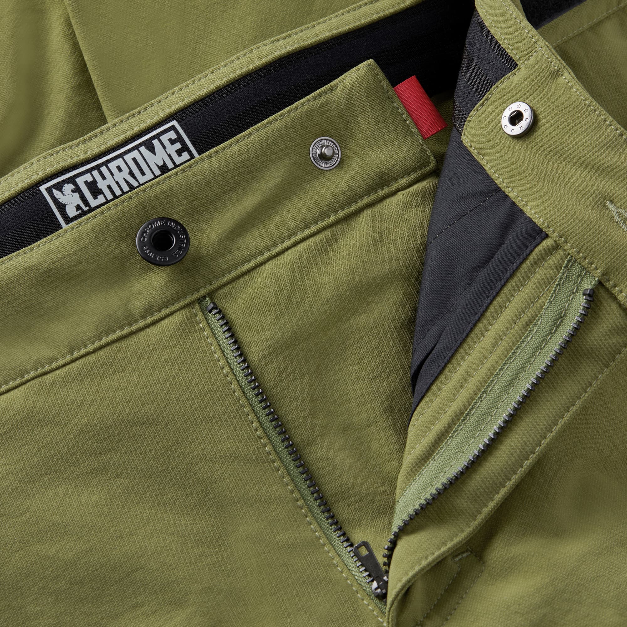 Men's tech Sutro Short in green button & zip detail #color_olive branch