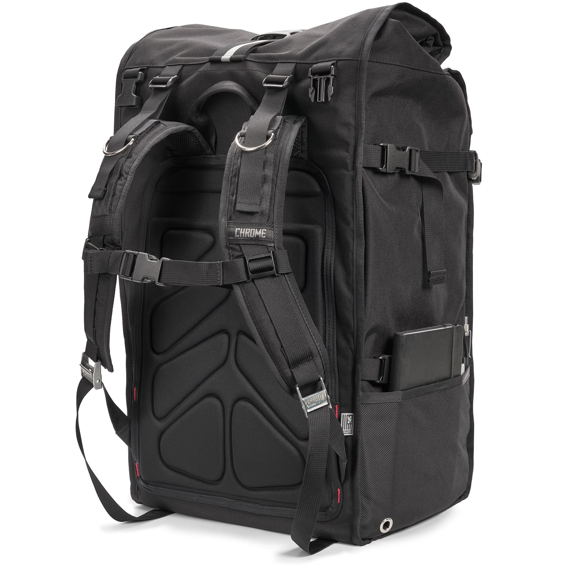 80L Barrage Pro backpack harness detail #color_black/red