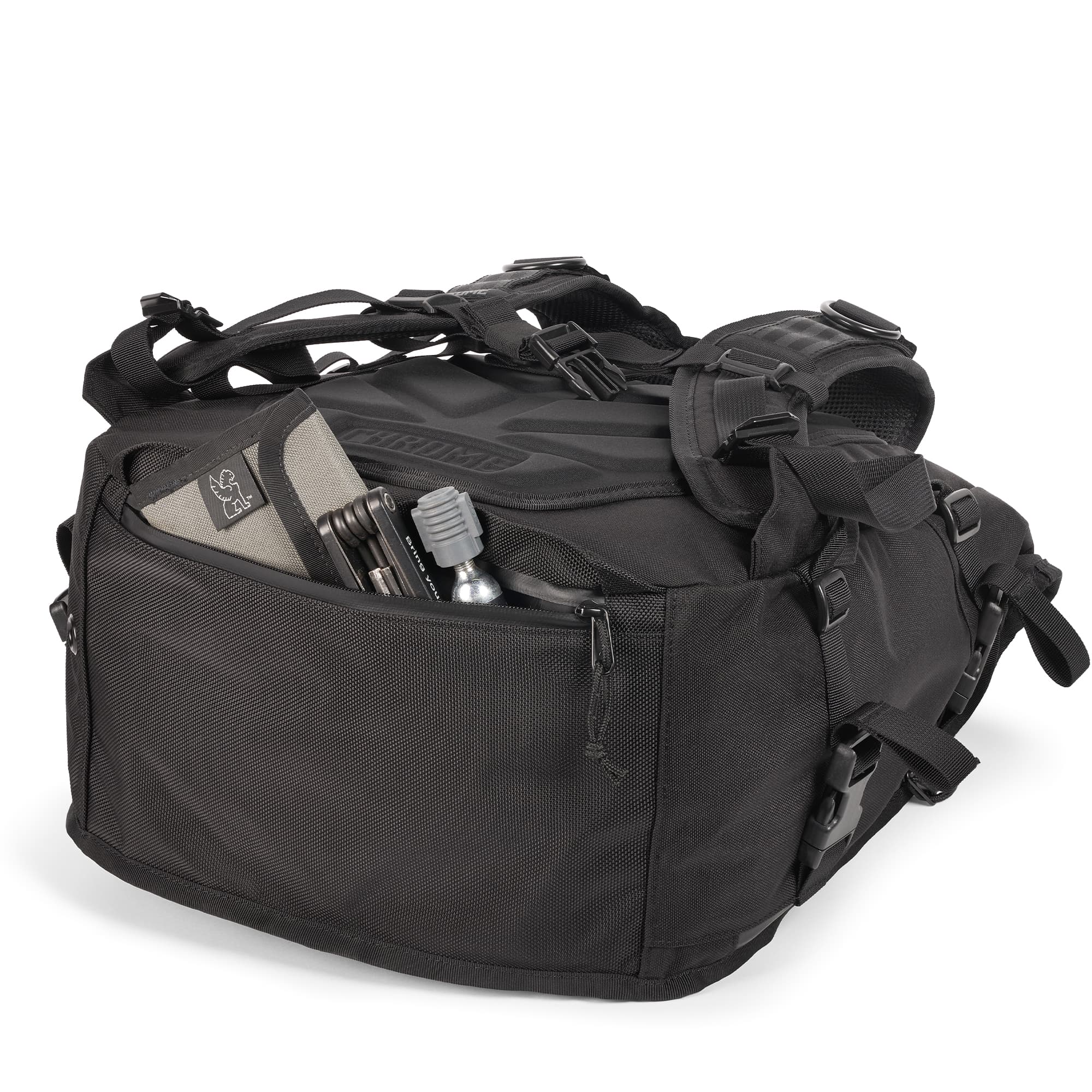 Warsaw medium size flap backpack in black bottom zipper