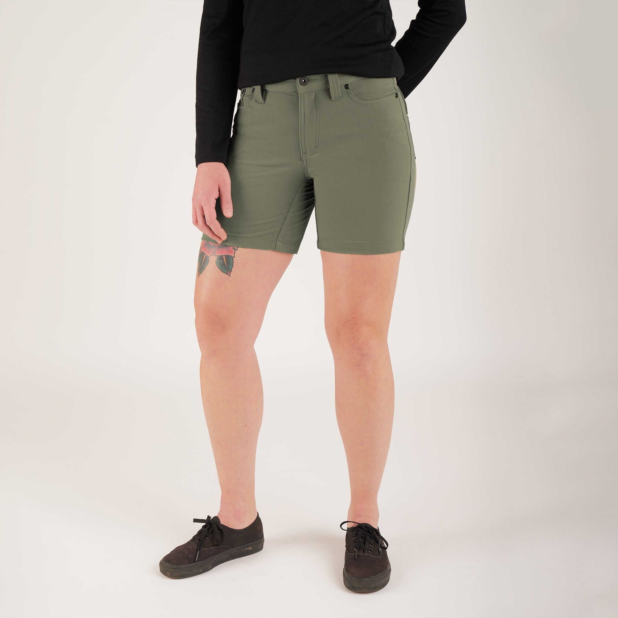 Women's Anza technical short in dusty olive #color_dusty olive